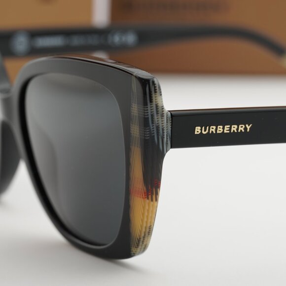 Burberry BE4393 405587 Cat Eye Sunglasses - Black/Vintage Check/Grey main image 8
